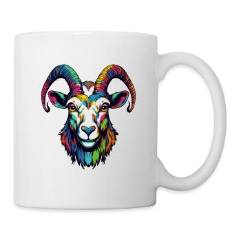 Ziege Ramskopf Kunstmotiv - Tasse - Weiß - Rechts