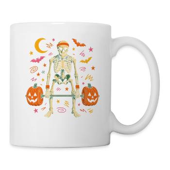  Skelett Kreuzheben Halloween Kürbis Gewichte - Tasse - Weiß - Rechts