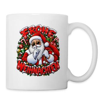 Frohe Weihnachten Nikolaus Weihnachtsmann Geschenk - Tasse - Weiß - Rechts