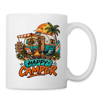 Camping Happy Camper Wohnwagen Reisemobil Urlaub - Tasse - Weiß - Rechts