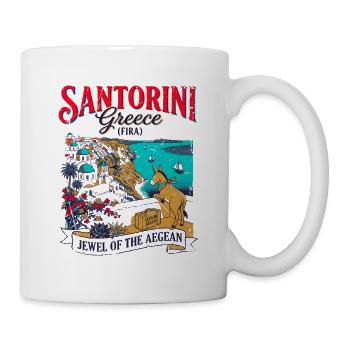 The Of Santorini Greece Fira Aegean Sea Travel - Tasse - Weiß - Rechts