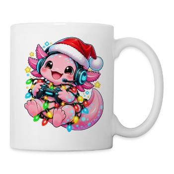 Gaming Weihnachtsdrache mit Lichtern - Tasse - Weiß - Rechts