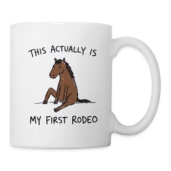 Mein erstes Rodeo – Pferd Cartoon - Tasse - Weiß - Rechts