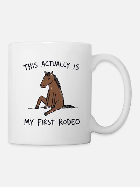 Mein erstes Rodeo – Pferd Cartoon - Tasse - Weiß