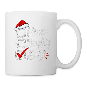 Six Seven Naughty or Nice Christmas Checkbox 6 7 - Tasse - Weiß - Rechts