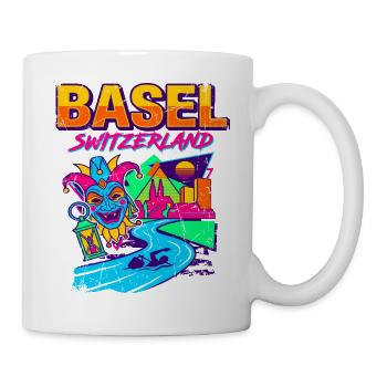 Basel Switzerland Retro Carnival Landscape Aug - Tasse - Weiß - Rechts