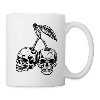 Kirschschädel – makabre gotische Früchte - Tasse - Weiß - Rechts