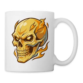 Feuriger goldener Schädel mit intensiven Augen - Tasse - Weiß - Rechts