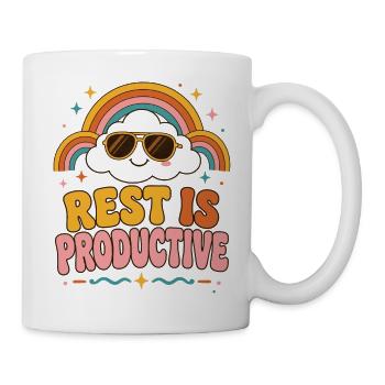 Rest ist produktiv Regenbogen - Tasse - Weiß - Rechts