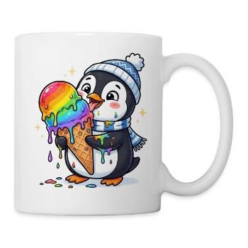 Regenbogen Eis Pinguin - Tasse - Weiß - Rechts
