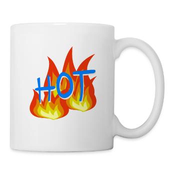 Flammen HOT Schriftzug - Tasse - Weiß - Rechts