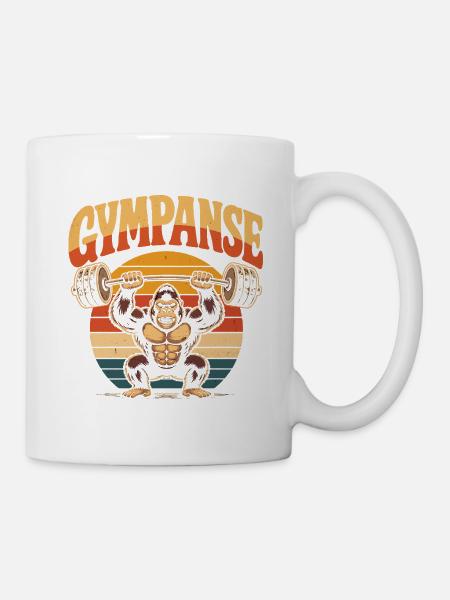 Gympanse Gewichtheber Gym Lustig - Tasse - Weiß