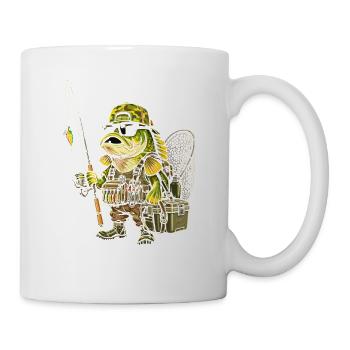 Froschangler im Camouflage-Outfit - Tasse - Weiß - Rechts