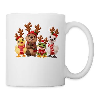 Süße Weihnachtsfreunde mit Rentiergeweih - Tasse - Weiß - Rechts