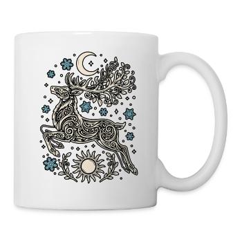 Yule Wintersonnenwende Weihnachten Hirsch Sonnenmond - Tasse - Weiß - Rechts