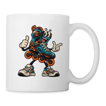 Lustiger Inlineskate Cartoon – Skating - Tasse - Weiß - Rechts