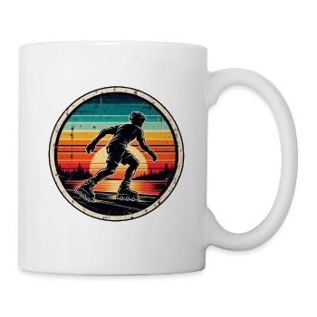 Inline Skating Retro Sunset – Inlineskater - Tasse - Weiß - Rechts