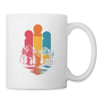 Retro-Berghütte und Waldlandschaft - Tasse - Weiß - Rechts