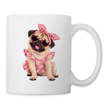 Mops Hund süßer Mops niedlicher Mops - Tasse - Weiß - Rechts