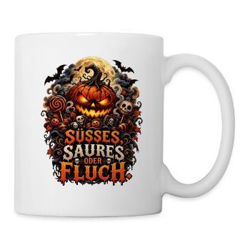 Süßes Saures oder Fluch Halloween - Tasse - Weiß - Rechts