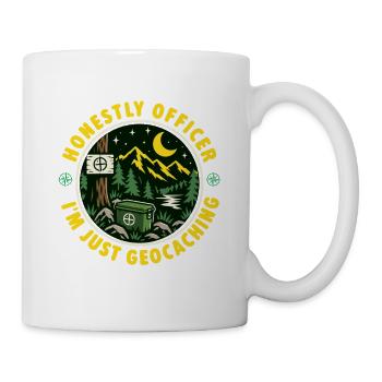 Ehrlich gesagt, Officer, ich geocache nur – Geocacher - Tasse - Weiß - Rechts
