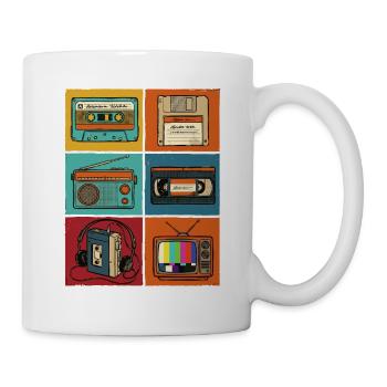 90er Jahre, 80er Jahre Party, Kassette, Nostalgie - Tasse - Weiß - Rechts