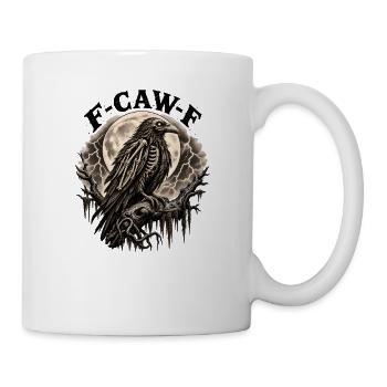 F-CAW-F Gothic Skeleton Raven Full Moon Dark - Tasse - Weiß - Rechts