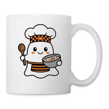 Süßer Kawaii-Geisterkoch-Koch Halloween-Bäcker - Tasse - Weiß - Rechts