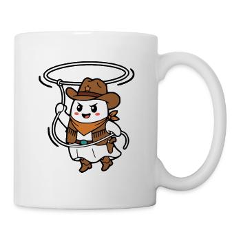 Niedlicher Kawaii-Geist-Cowboy-Halloween-Western - Tasse - Weiß - Rechts