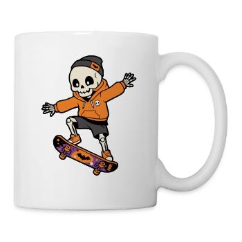 Kawaii Skeleton Skateboarding Halloween Streetwear - Tasse - Weiß - Rechts
