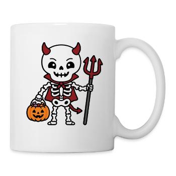 Teufelsskelett Halloween Kürbis Gruseliger Horror-Gif - Tasse - Weiß - Rechts
