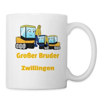 Großer Bruder Von Zwillingen Bagger Nachwuchs - Tasse - Weiß - Rechts