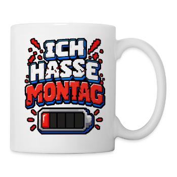 Ich hasse Montag – Pixel Büro Spruch - Tasse - Weiß - Rechts