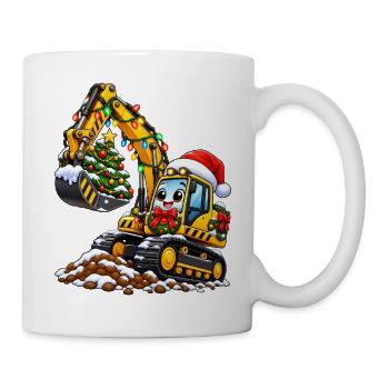 Weihnachtsbagger mit Baumzauber - Tasse - Weiß - Rechts