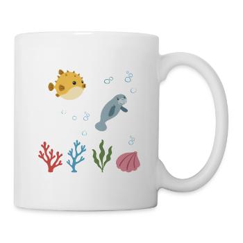Kugelfisch Unterwasser Kinder Seekuh Fischmotiv - Tasse - Weiß - Rechts