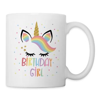 Birthday Girl Einhorn Geburtstag Mädchen Motiv - Tasse - Weiß - Rechts