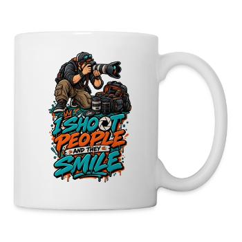 Ich knipse Leute und sie lächeln - Tasse - Weiß - Rechts