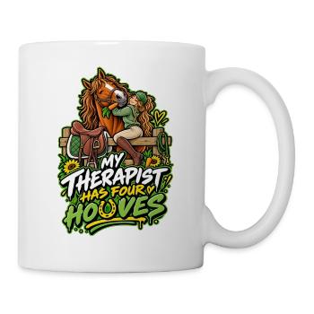 Mein Therapeut Hat Vier Pferde - Tasse - Weiß - Rechts