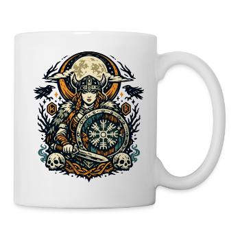 Mondnacht Valkyrie mit Schild - Tasse - Weiß - Rechts