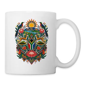 Titel: Südafrika | Springbock, Protea & Natur - Tasse - Weiß - Rechts