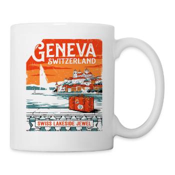 Vintage Geneva Switzerland Lakeside Jewel Travel - Tasse - Weiß - Rechts