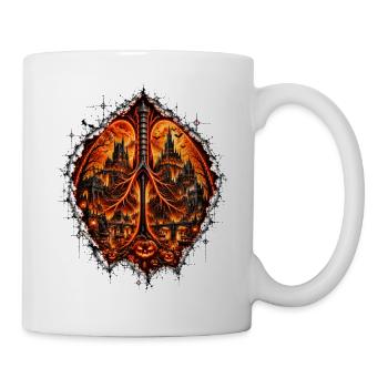 Atme Halloween – Lungen mit Gothic Town - Tasse - Weiß - Rechts