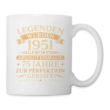 Legenden 1951 Baujahr 75. Geburtstag Geschenk - Tasse - Weiß - Rechts