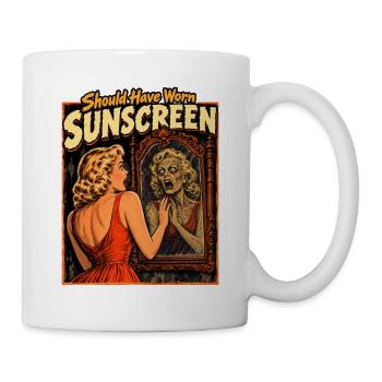 Hätte Sonnencreme tragen sollen – Dermatologe-Humor - Tasse - Weiß - Rechts