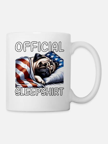 Mops US Schlafshirt - Tasse - Weiß