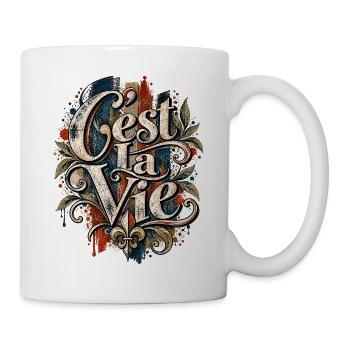 C’est La Vie – Vintage Frankreich Design - Tasse - Weiß - Rechts