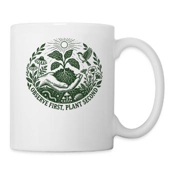 Beobachten Sie die erste Pflanze, die zweite Pflanze - Tasse - Weiß - Rechts
