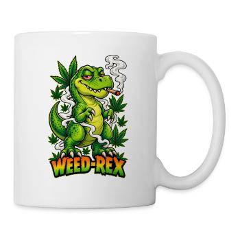 Weed-Rex Smoking Joint Cannabis Dinosaur Design - Tasse - Weiß - Rechts