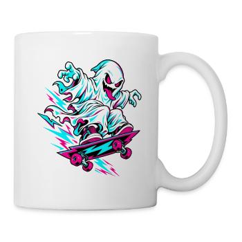Neon Geist auf Skateboard - Tasse - Weiß - Rechts