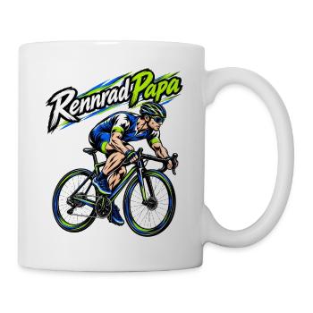 Rennrad Papa – Neon Sprint Illustration - Tasse - Weiß - Rechts